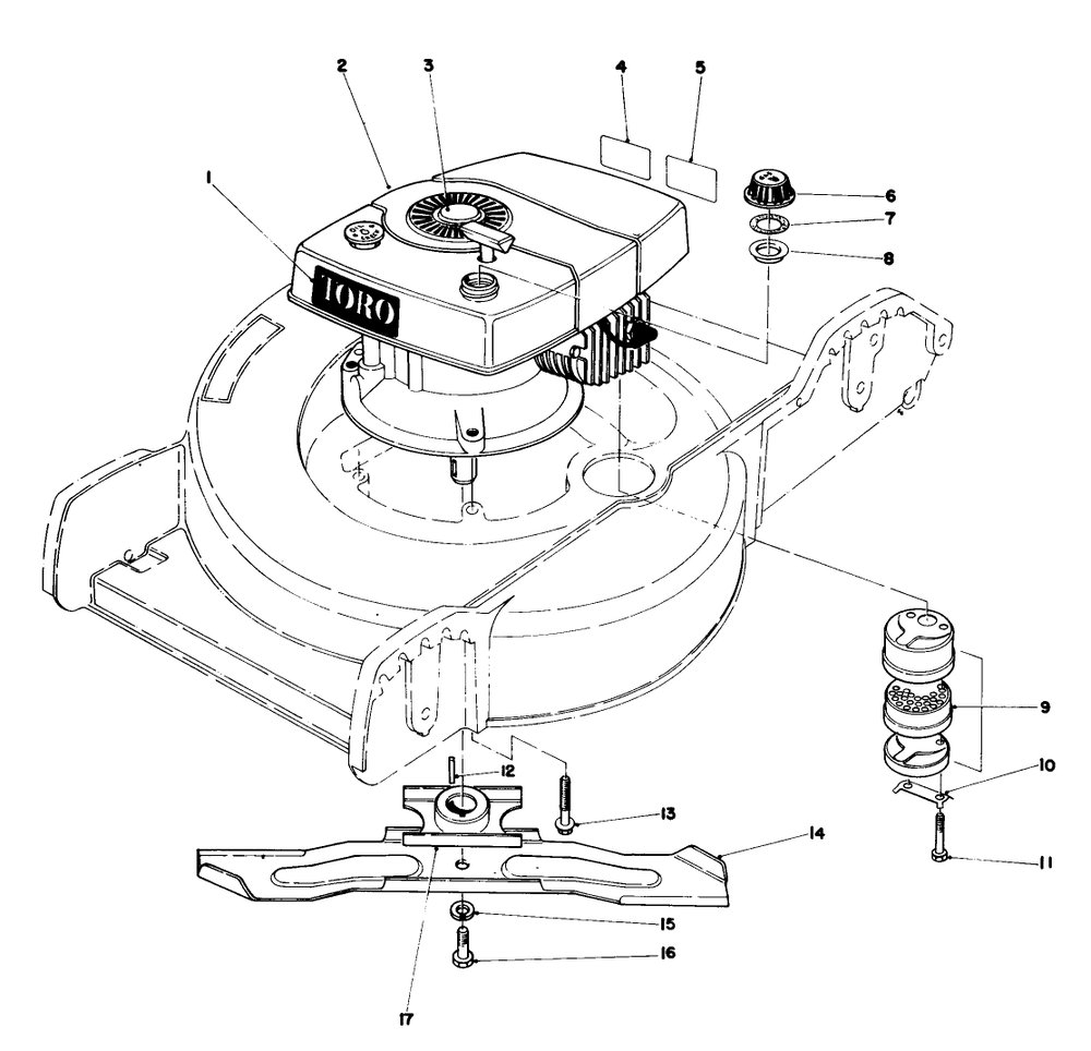 Engine Assembly Diagram and Parts List for 20758 1000001 - 1999999 Toro Lawn Mower