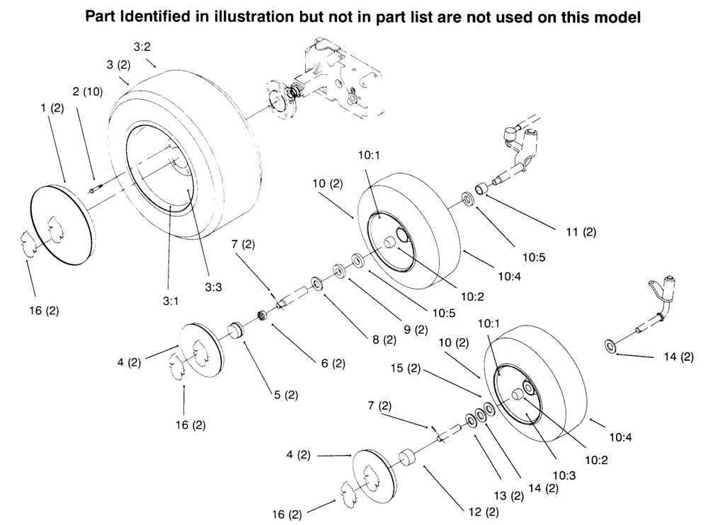 Wheels And Tires Diagram and Parts List for 73402 6900001 - 6999999 Toro Lawn Tractor