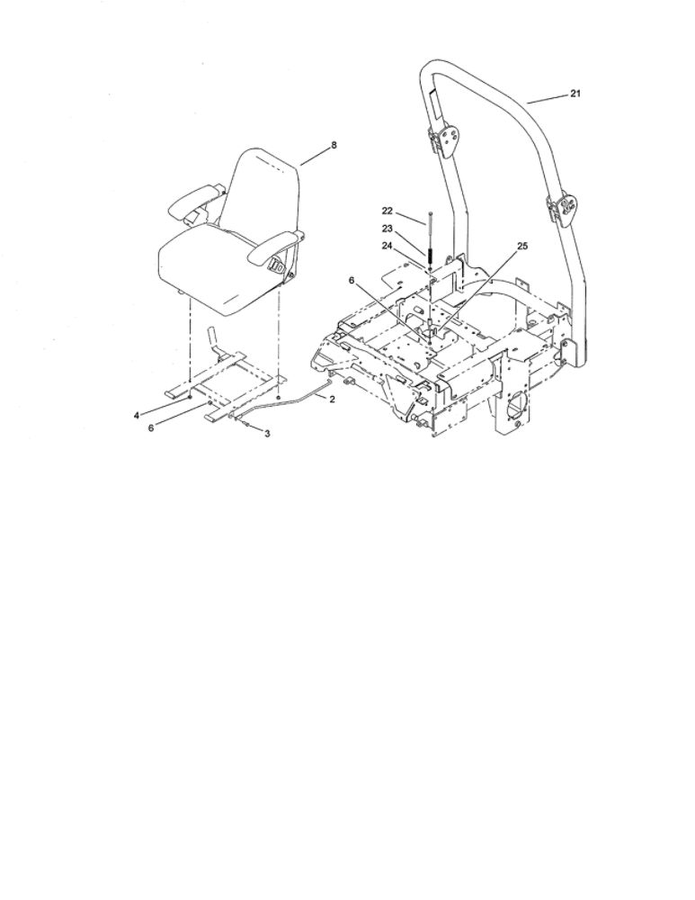 Seat And Roll-Over Protection System Diagram and Parts List for 74264 260000001 AND UP Toro Lawn Mower