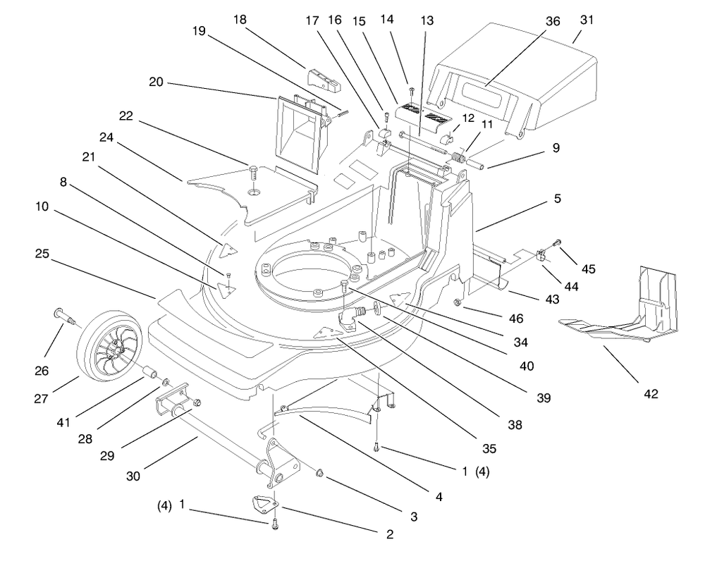 Housing Assembly Diagram and Parts List for 20804 8900001 - 8999999 Toro Lawn Mower
