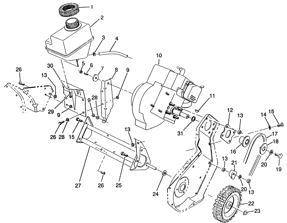 Engine Assembly (Model No. 38190 Only) Diagram and Parts List for 38190 0000001 - 0999999 Toro Snow Blower