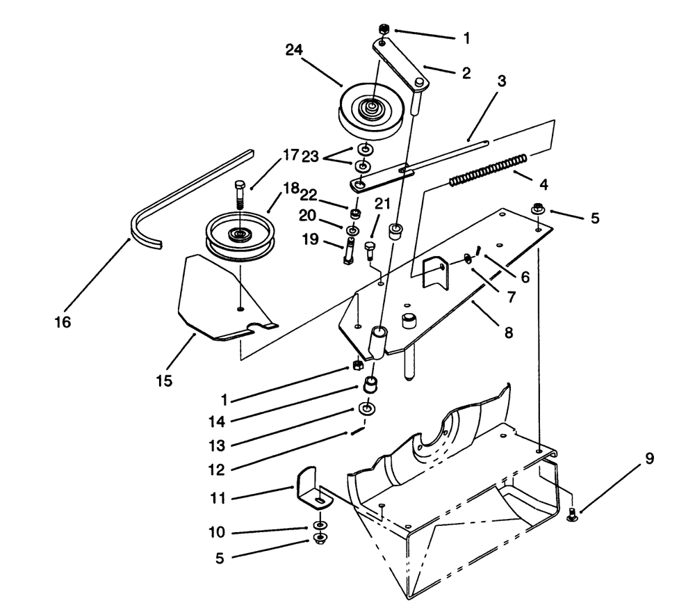 Belt & Pulley Assembly Diagram and Parts List for 07-42VY01 2000001 - 2999999 Toro Lawn Tractor Accessories