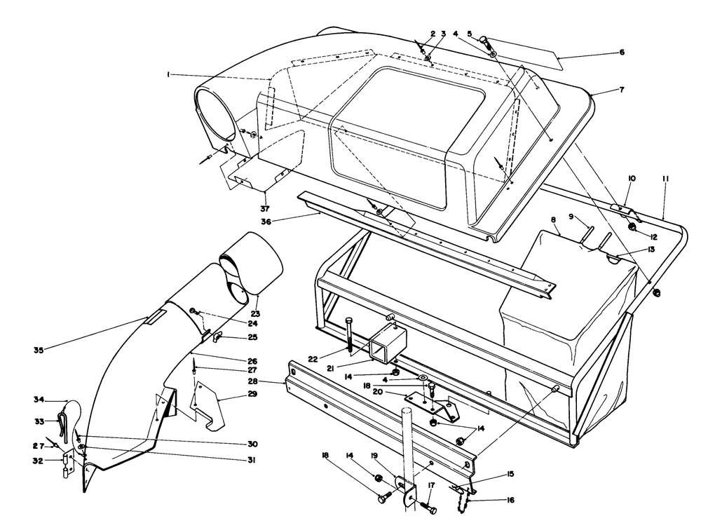 Twin Bagger Grass Catcher Model No. 59122 (Optional) Diagram and Parts List for 56145 5000001 - 5999999 Toro Lawn Tractor