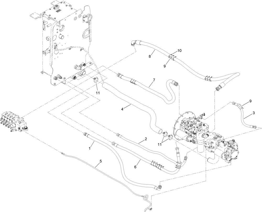 Hydraulic Pump Hose Assembly No. 1 Diagram and Parts List for 23898 400000000 - 999999999 Toro Lawn Tractor Accessories