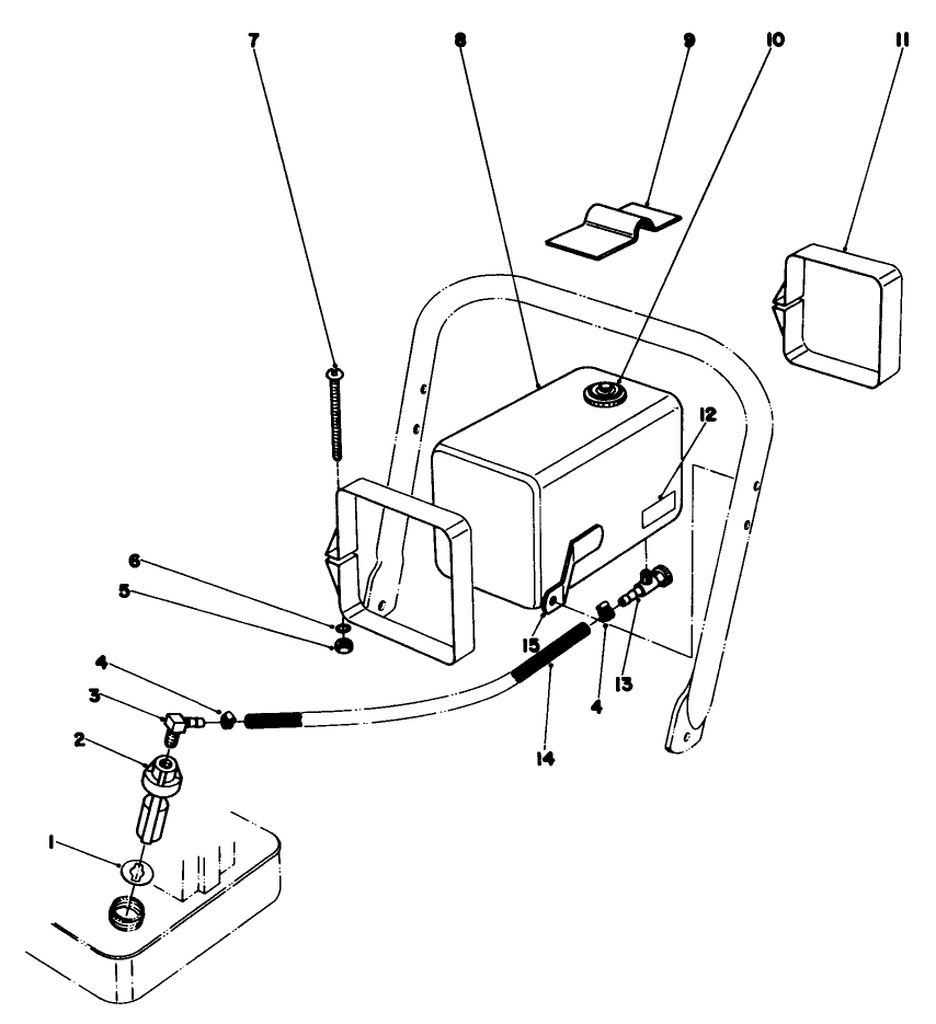 Engine And Fuel Assembly Diagram and Parts List for 74187 (200000001-200000500)(2000) Toro Lawn Mower