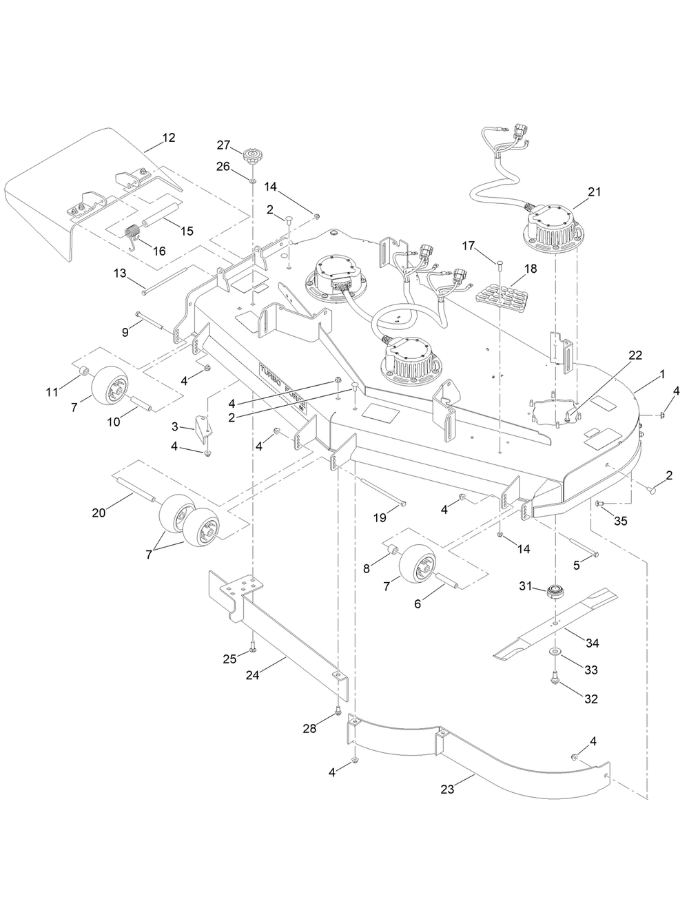 Deck Assembly Diagram and Parts List for 18765TE 400000000 - 414589899 Toro Lawn Tractor