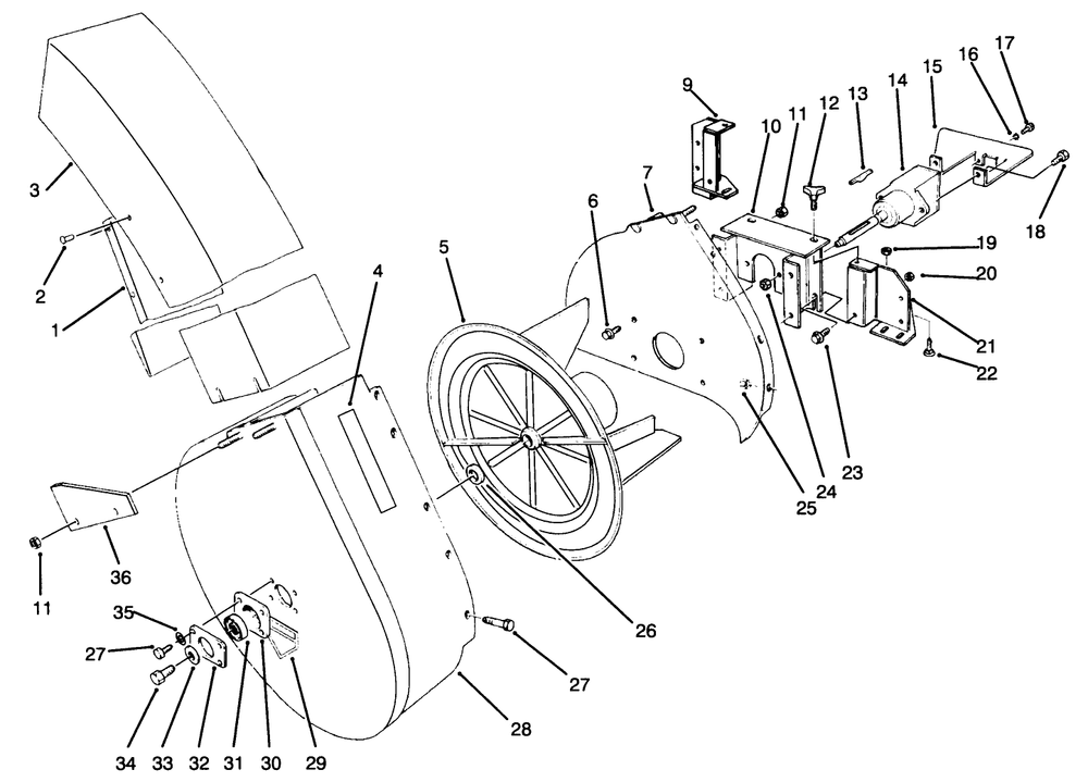 Blower Assembly Diagram and Parts List for 30751 590001 - 599999 Toro Lawn Mower
