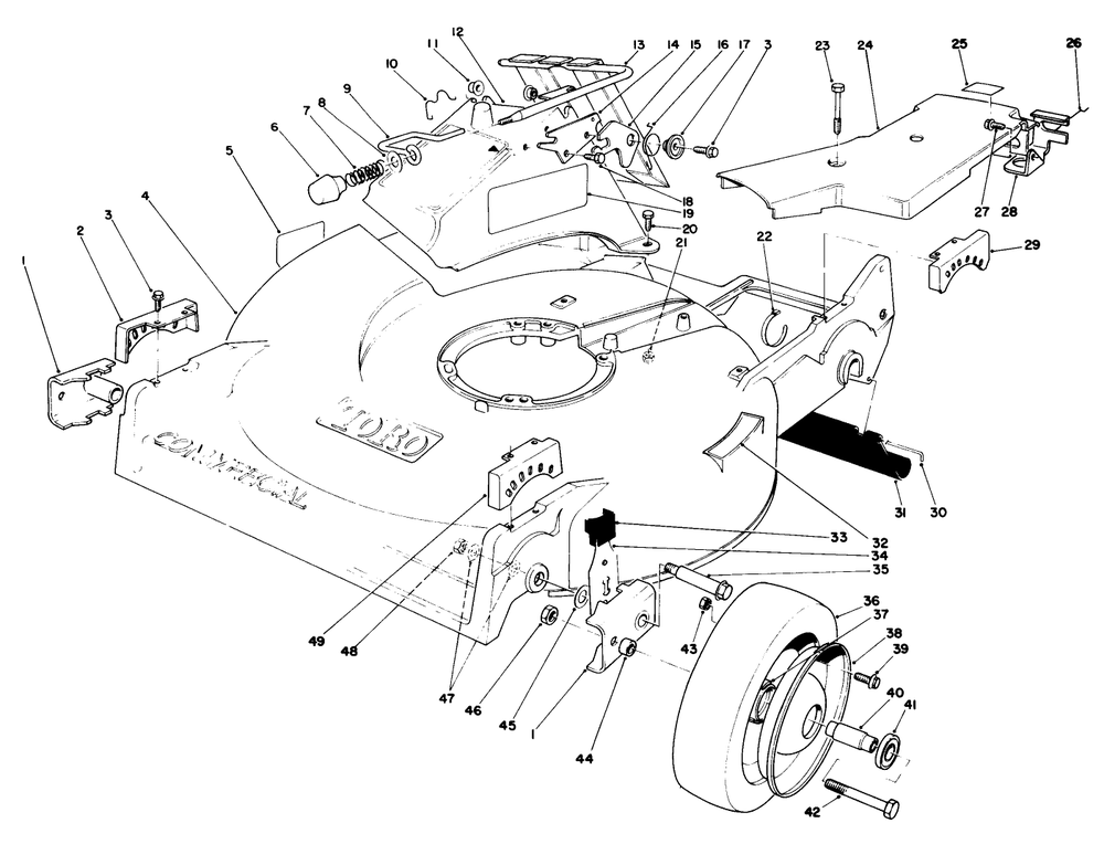 Housing Assembly (Model 22035) Diagram and Parts List for 22035 8000001 - 8002989 Toro Lawn Mower