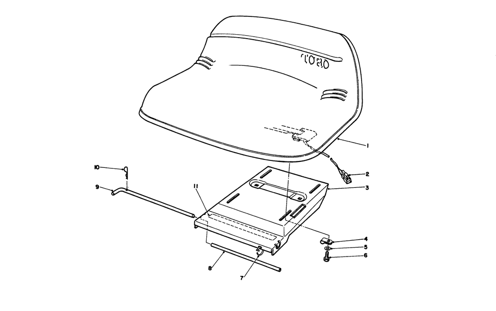 Seat Assembly (For Use On Model No. 56185) Diagram and Parts List for 56185 1000001 - 1999999 Toro Lawn Tractor