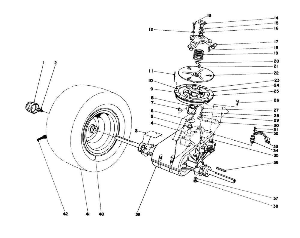 Transaxle & Clutch Assembly Diagram and Parts List for 57400 8000001 - 8999999 Toro Lawn Tractor