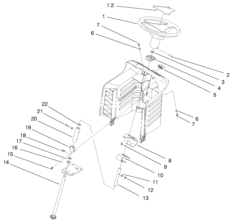 Steering Assembly Diagram and Parts List for 71208 7900001 - 7999999 Toro Lawn Tractor