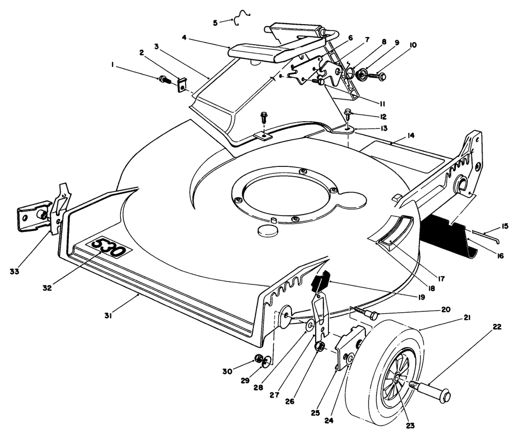 Housing Assembly Diagram and Parts List for 20782C 5000001 - 5999999 Toro Lawn Mower