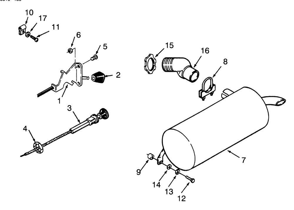 Throttle Choke And Exhaust Diagram and Parts List for 73380 3900001 - 3999999 Toro Lawn Tractor