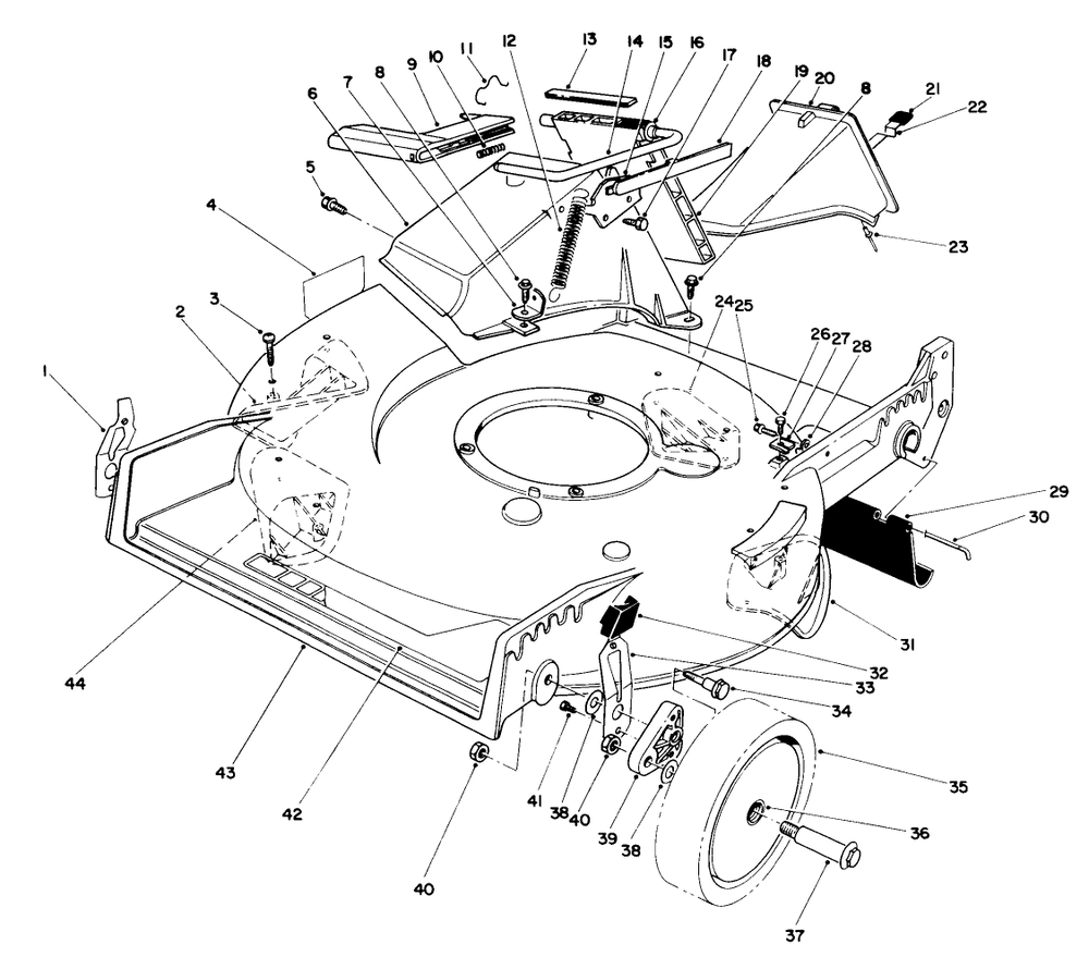 Housing Assembly Diagram and Parts List for 20561 0000001 - 0999999 Toro Lawn Mower