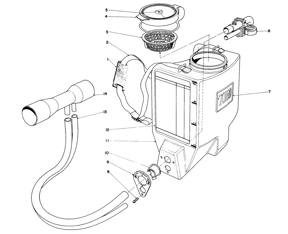 Broadcast Spreader Attachment Model No. 51525 (Optional) Diagram and Parts List for 51535 7000001 - 7999999 Toro Leaf Blower / Vacuum