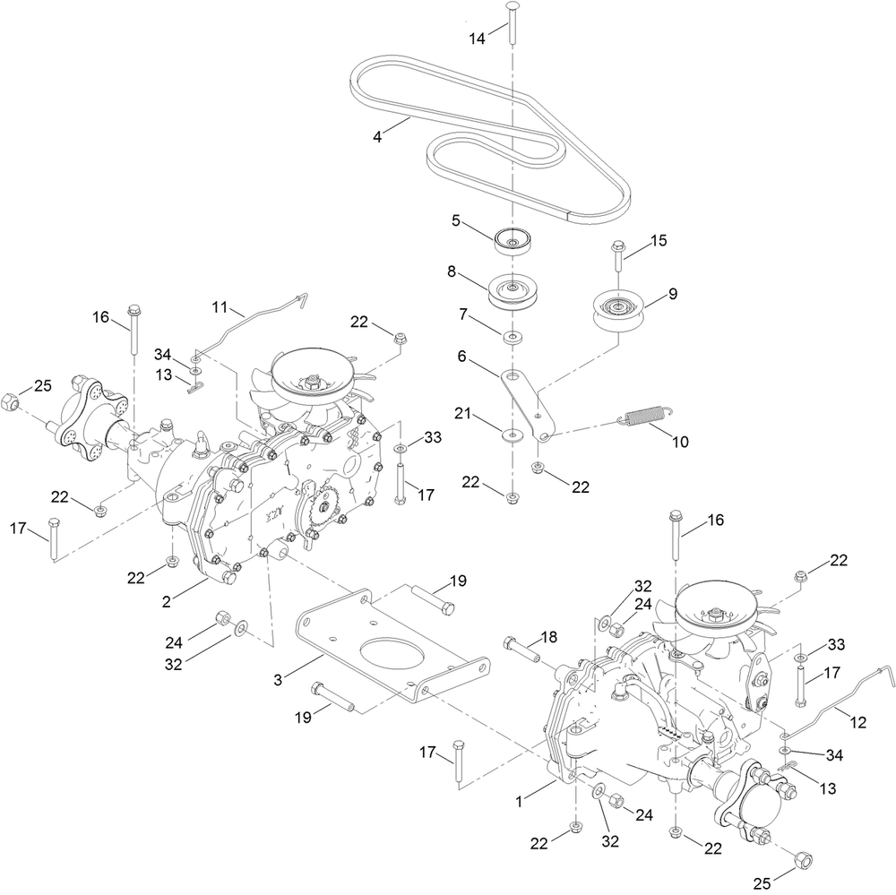 Traction Drive Assembly Diagram and Parts List for 75756 412800000 - 999999999 Toro Lawn Tractor