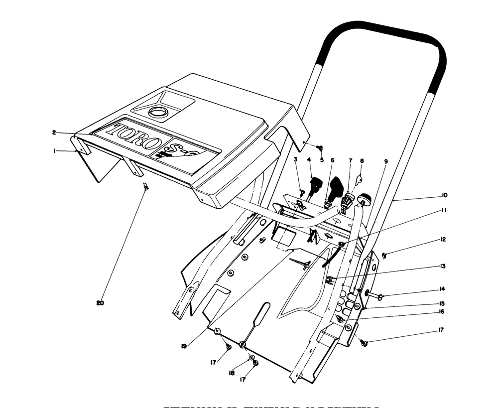 Shroud & Handle Assembly Diagram and Parts List for 38162 7000001 - 7999999 Toro Snow Blower