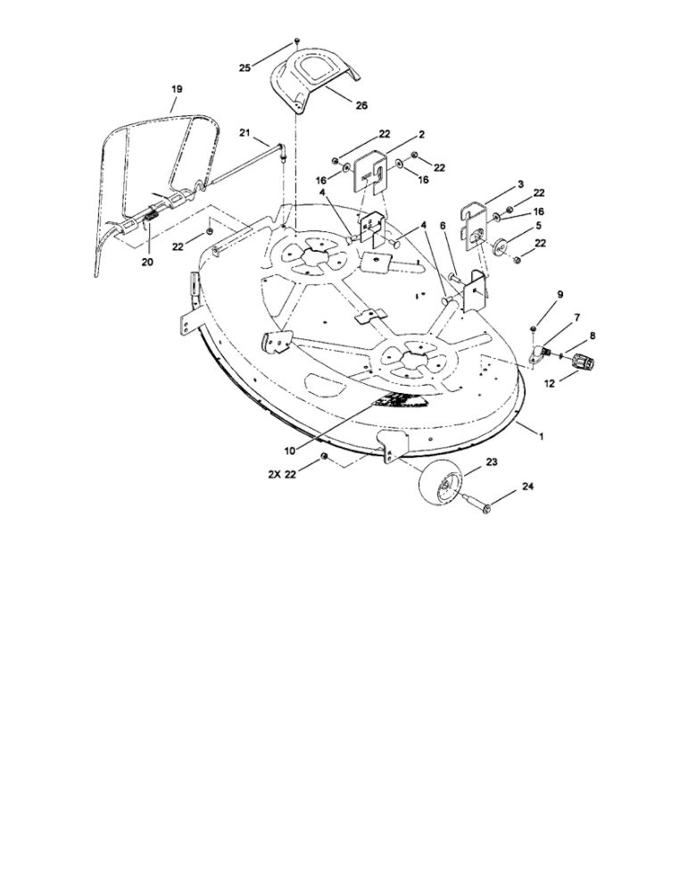 42 Inch Deck Assembly 1 Diagram and Parts List for 74360 310000001 AND UP Toro Lawn Mower