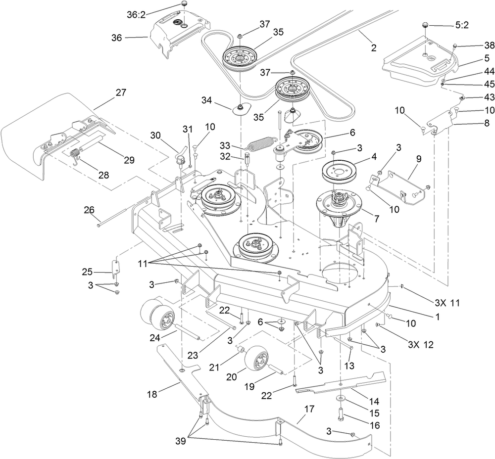 Deck Decal Assembly 2 Diagram and Parts List for 74923TE (313000001-313999999)(2013) Toro Lawn Mower