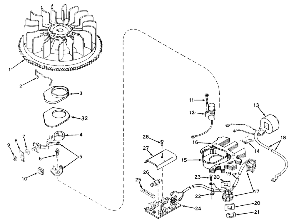 Model 610681a Magneto Assembly (Electric) Diagram and Parts List for 57111 1000001 - 1999999 Toro Lawn Tractor