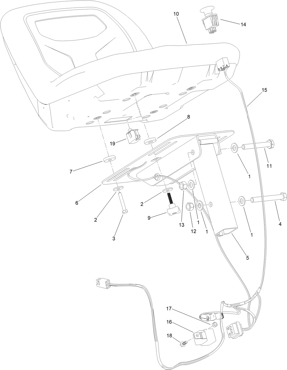 Seat Assembly Diagram and Parts List for 23106 321000001 - 321999999 Toro Lawn Tractor Accessories