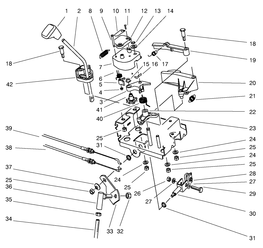 Traction Linkage Assembly Diagram and Parts List for 38590 8900001 - 8999999 Toro Snow Blower