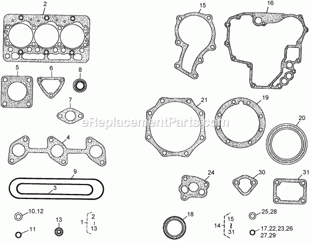 Gasket Kit Assemblies Diagram and Parts List for 74265 260000001-260999999 Toro Lawn Mower