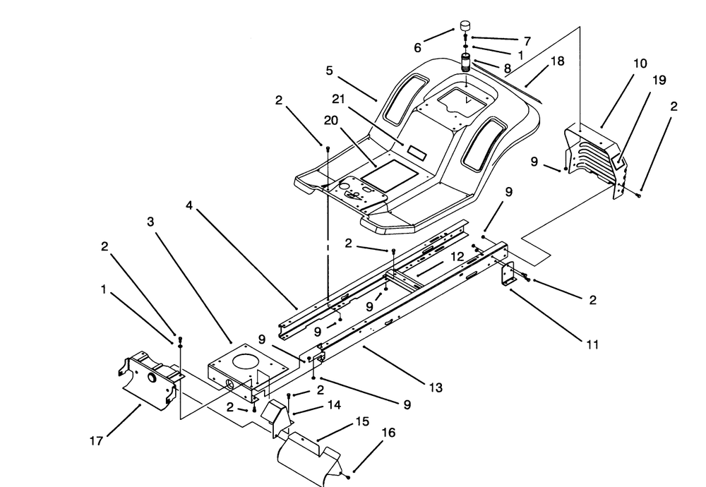Frame Assembly Diagram and Parts List for 71191 4900001 - 4999999 Toro Lawn Tractor