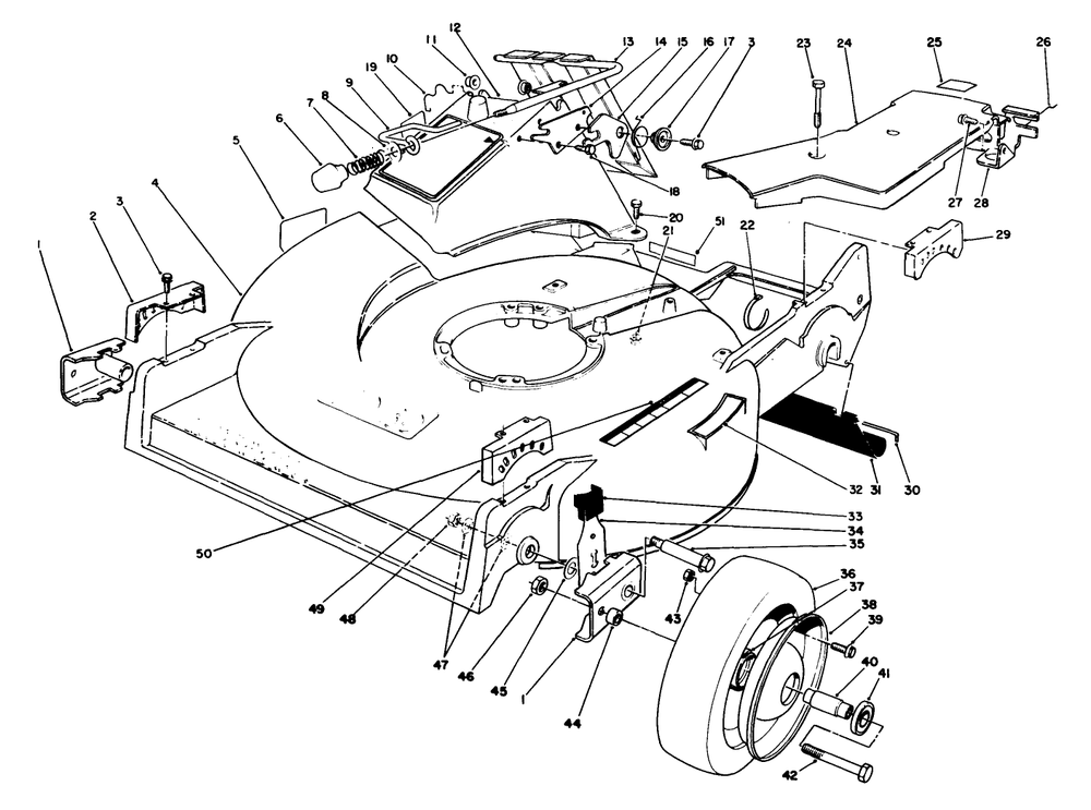 Housing Assembly Diagram and Parts List for 22621C 9000001 - 9999999 Toro Lawn Mower