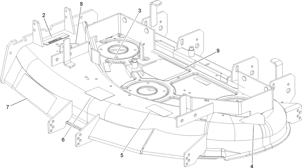 Deck Decal Assembly Diagram and Parts List for 74411 (250000001-250999999)(2005) Toro Lawn Mower