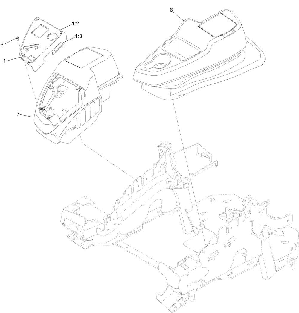 Console Assembly Diagram and Parts List for 72965 414086139 - 999999999 Toro Lawn Tractor