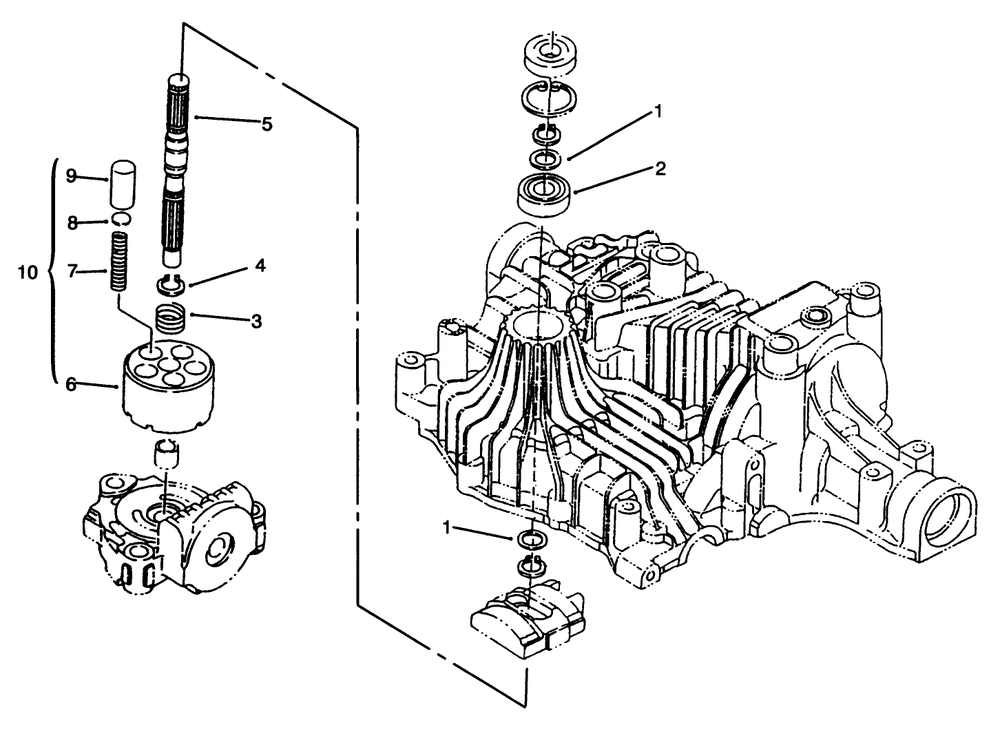 Pump Shaft Diagram and Parts List for 72085 6900001 - 6999999 Toro Lawn Tractor