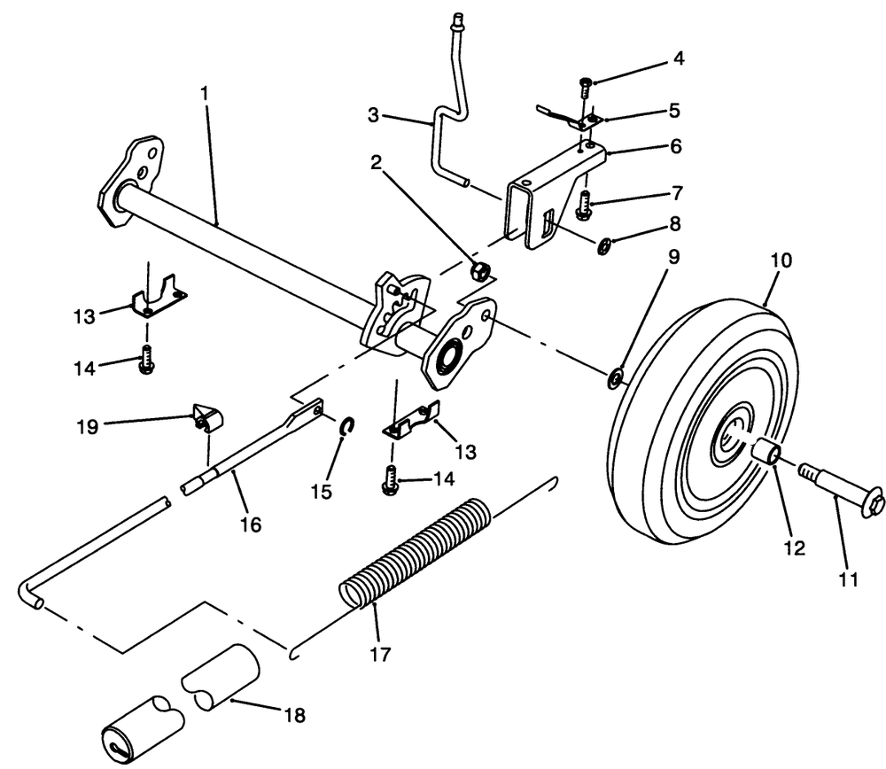 H.P. Rear Axle Assembly Diagram and Parts List for 20903B 4900001 - 4999999 Toro Lawn Mower