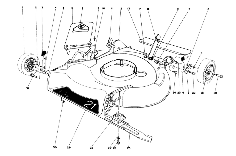 Housing Assembly Diagram and Parts List for 16580 4000001 - 4999999 Toro Lawn Mower