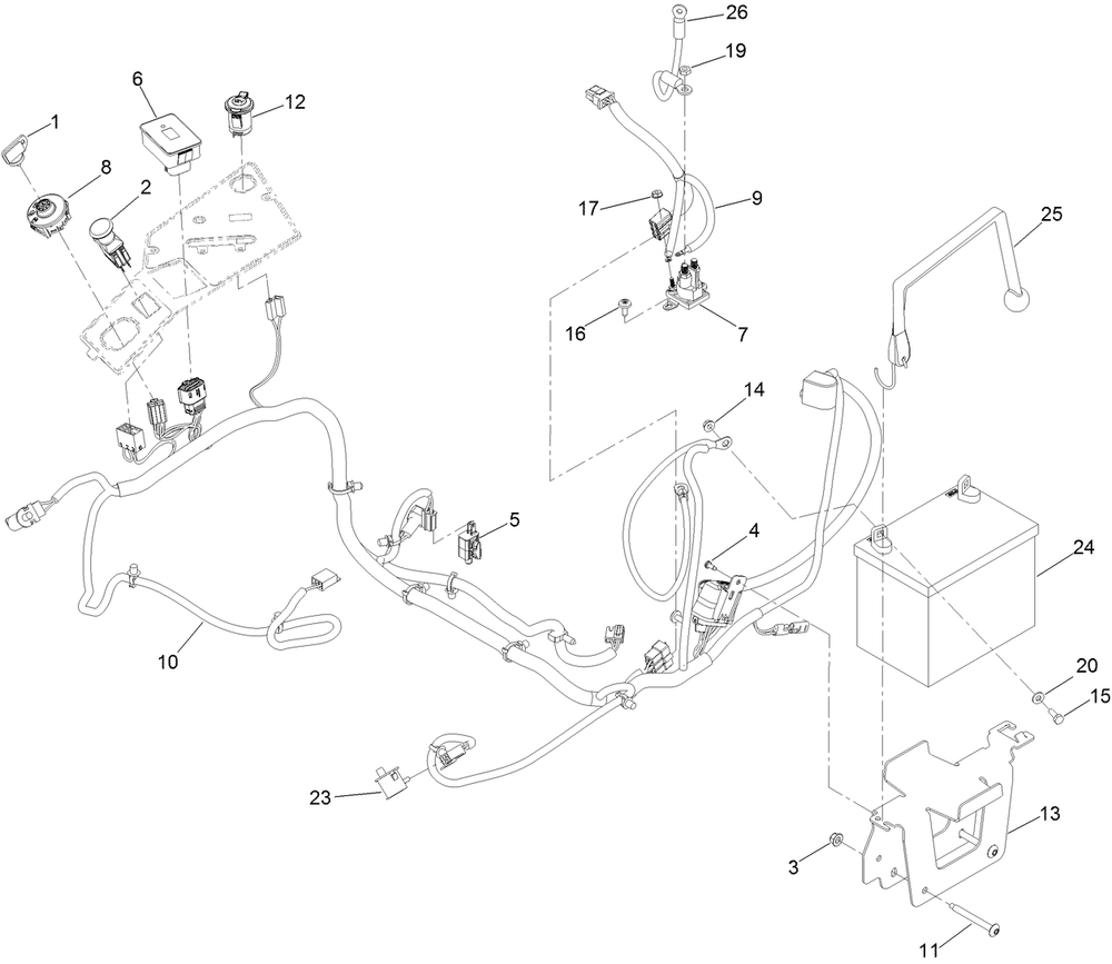 Electrical Assembly Diagram and Parts List for 78450 403062674-404314999 Toro Lawn Tractor