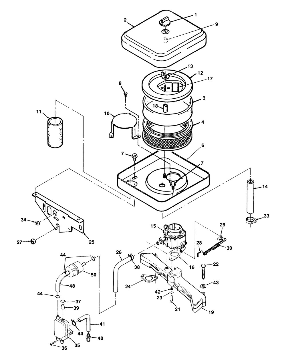 Air Cleaner And Carburetor Diagram and Parts List for Z1-24OE05 2000001 - 2999999 Toro Lawn Tractor
