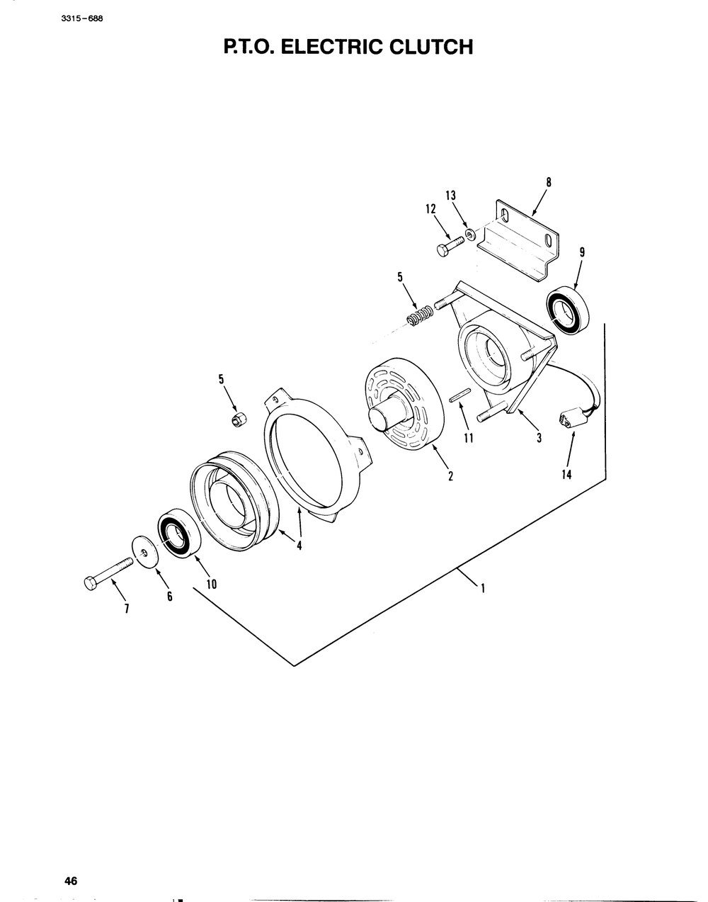 P.T.O. Electric Clutch Diagram and Parts List for 74140 39000001 - 39999999 Toro Lawn Tractor