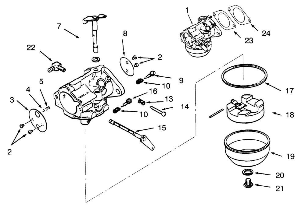Carburetors Diagram and Parts List for 73400 3900001 - 3999999 Toro Lawn Tractor