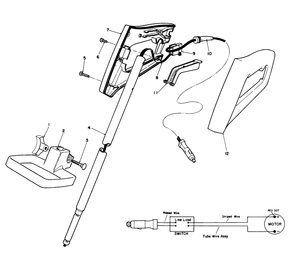 Handle Assembly Diagram and Parts List for 51720 1000001 - 1999999 Toro Trimmer
