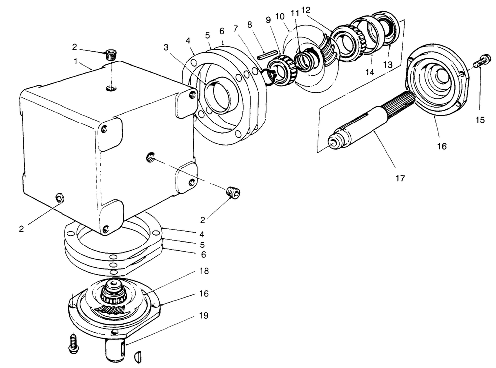 Gear Box Assembly Diagram and Parts List for 30652 890001 - 899999 Toro Lawn Mower