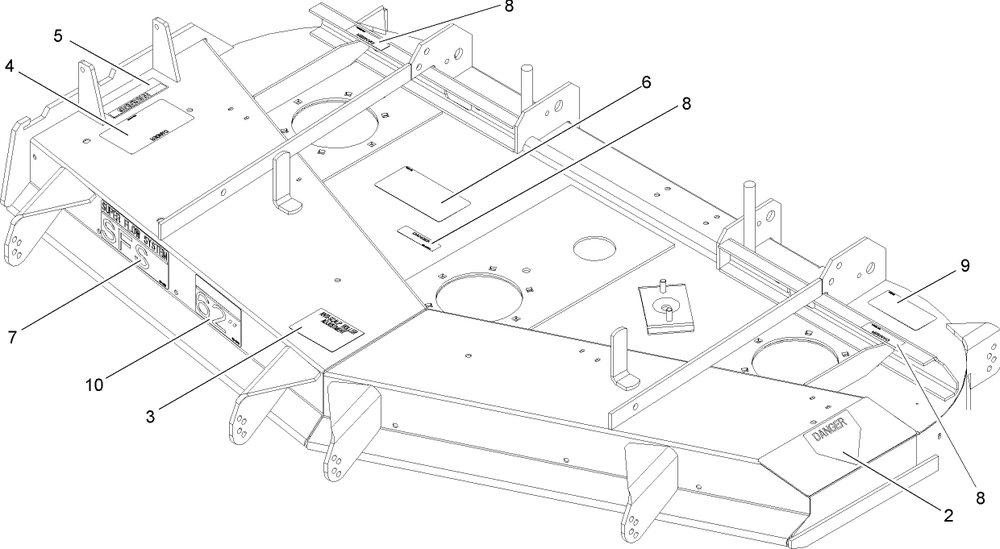 Deck Decal Assembly Diagram and Parts List for 105-6176 (240000001-240999999)(2004) Toro Lawn Mower