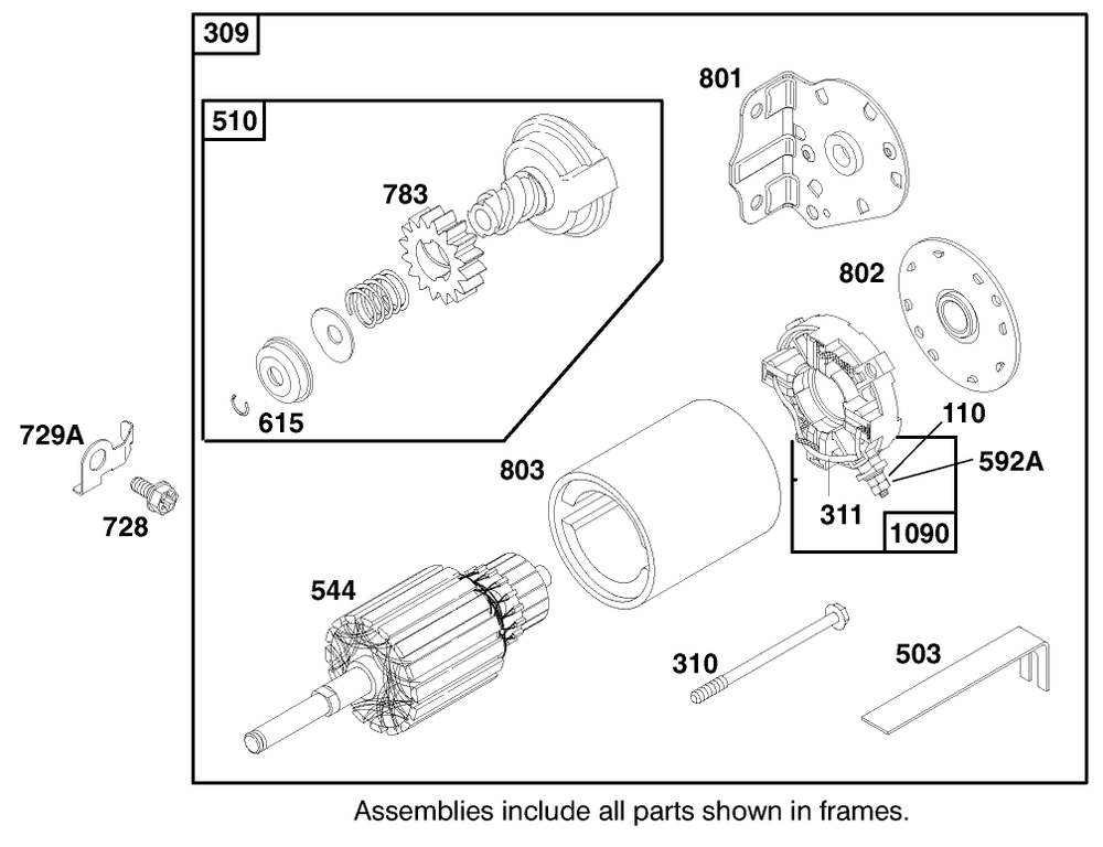 Engine Briggs & Stratton Model 283707-1156-E1 Diagram and Parts List for 71201 8900001 - 8999999 Toro Lawn Tractor