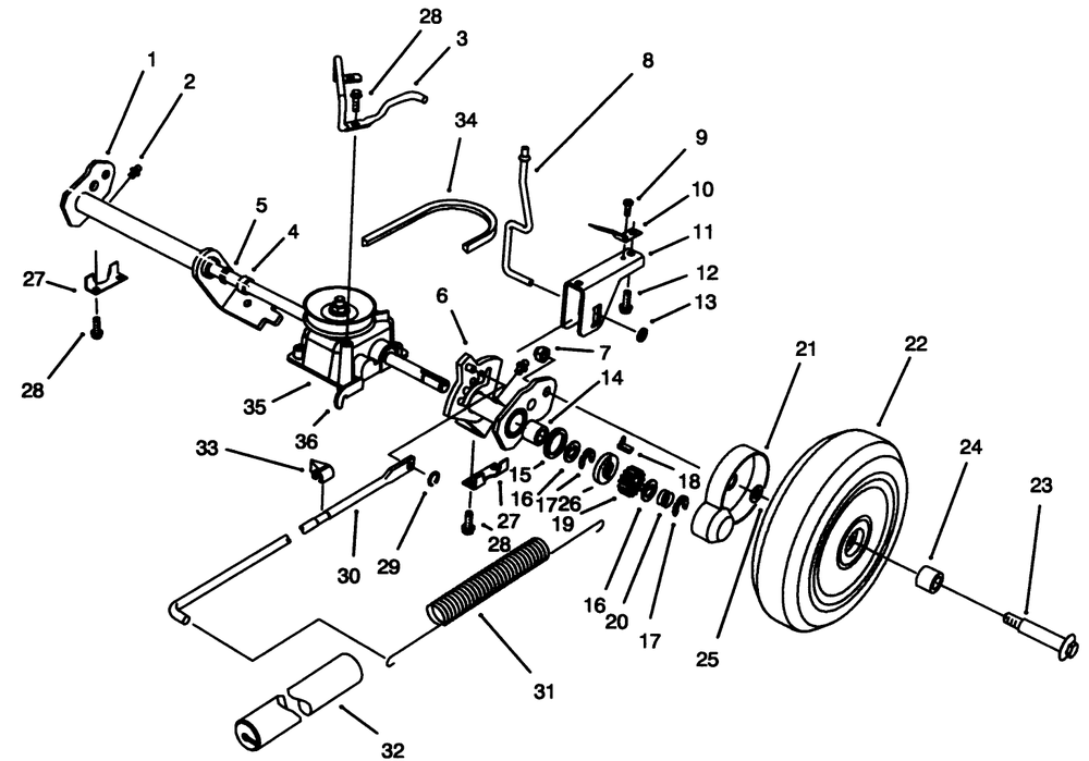 S.P. Rear Axle Assembly Diagram and Parts List for 20928B 39000001 - 39999999 Toro Lawn Mower
