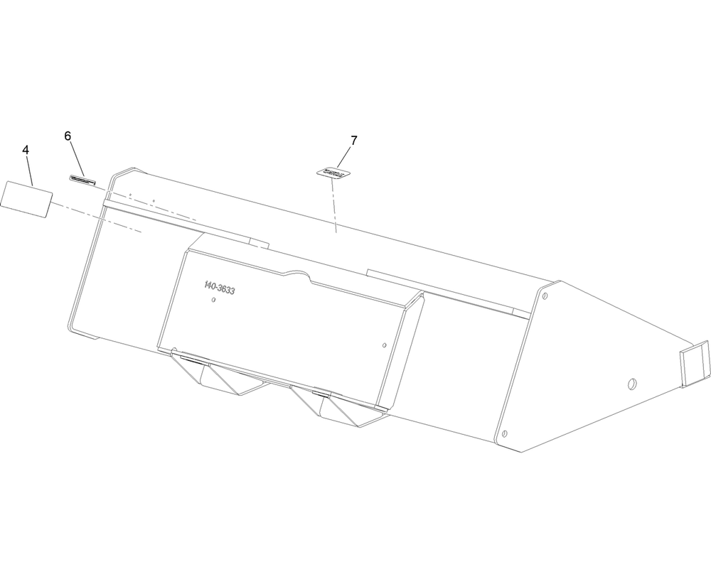 Low Profile Bucket Assembly Diagram and Parts List for 22346 400000000 - 999999999 Toro Lawn Tractor Accessories