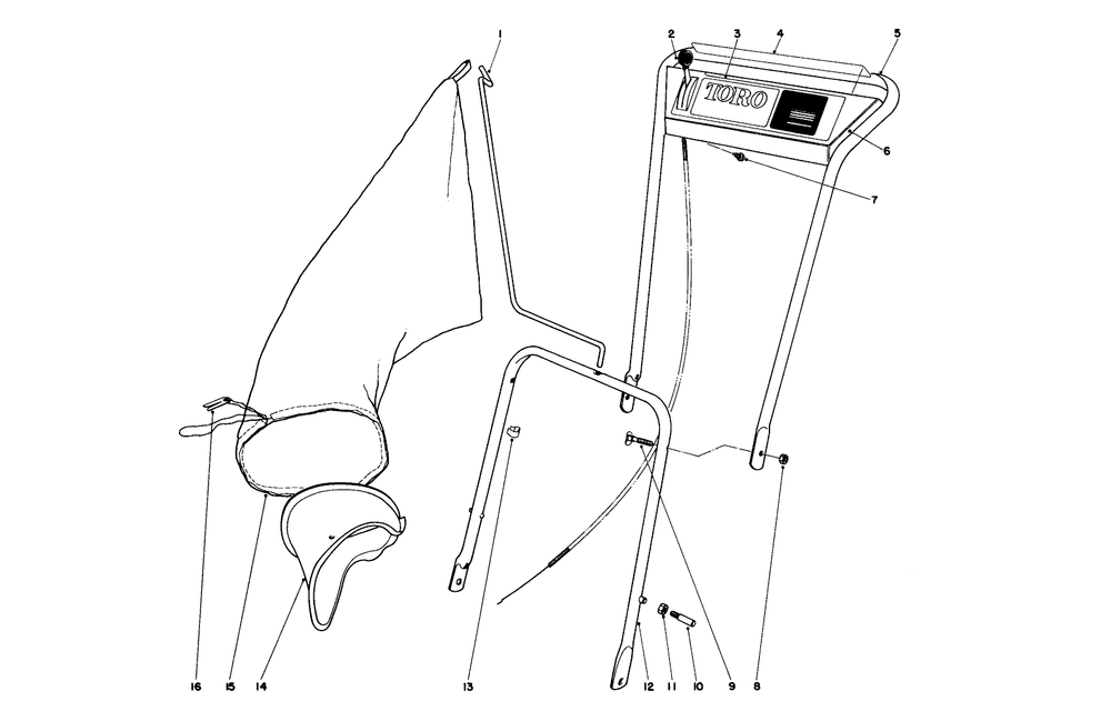 Handle Assembly Diagram and Parts List for 21900 3000001 - 3999999 Toro Lawn Mower