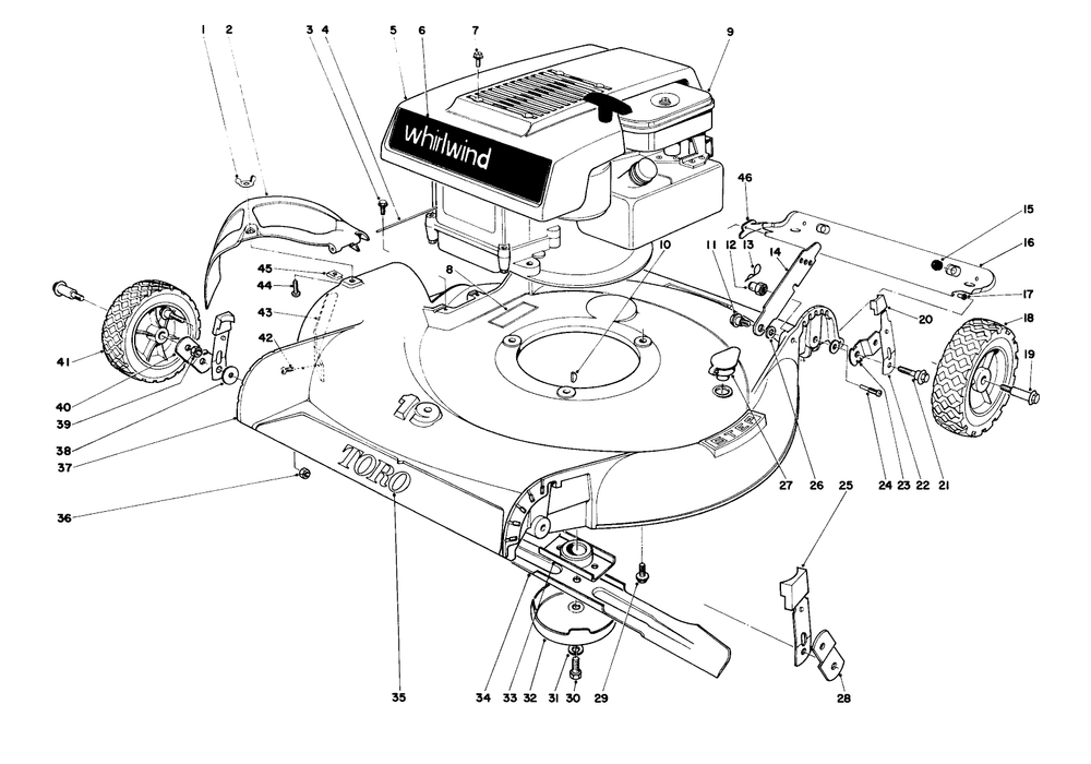 Housing & Engine Assembly-Models 16073 & 16173 Diagram and Parts List for 16073 3000001 - 3999999 Toro Lawn Mower
