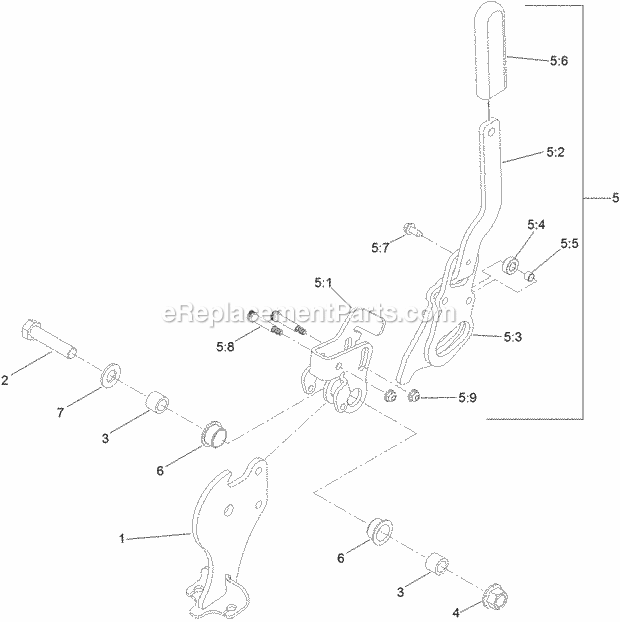 Parking Brake Handle Assembly No. 116-6861 Diagram and Parts List for 74954 312000001-312999999 Toro Lawn Mower