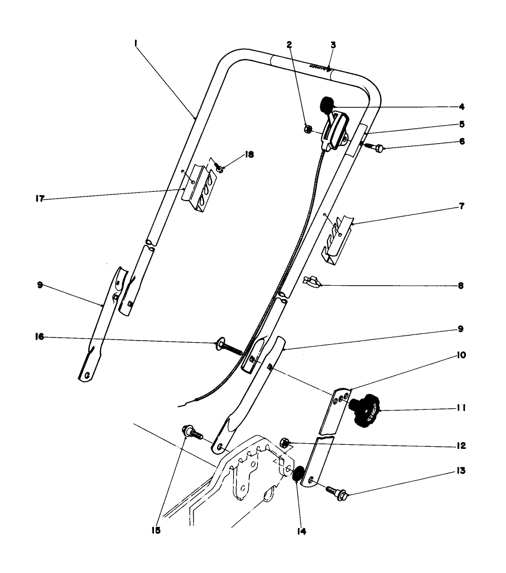 Handle Assembly Diagram and Parts List for 20798 9000001 - 9999999 Toro Lawn Mower