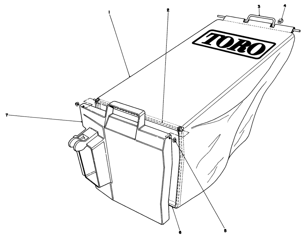 Grass Bag Assembly No. 11-4949 Diagram and Parts List for 20577 5000001 - 5999999 Toro Lawn Mower