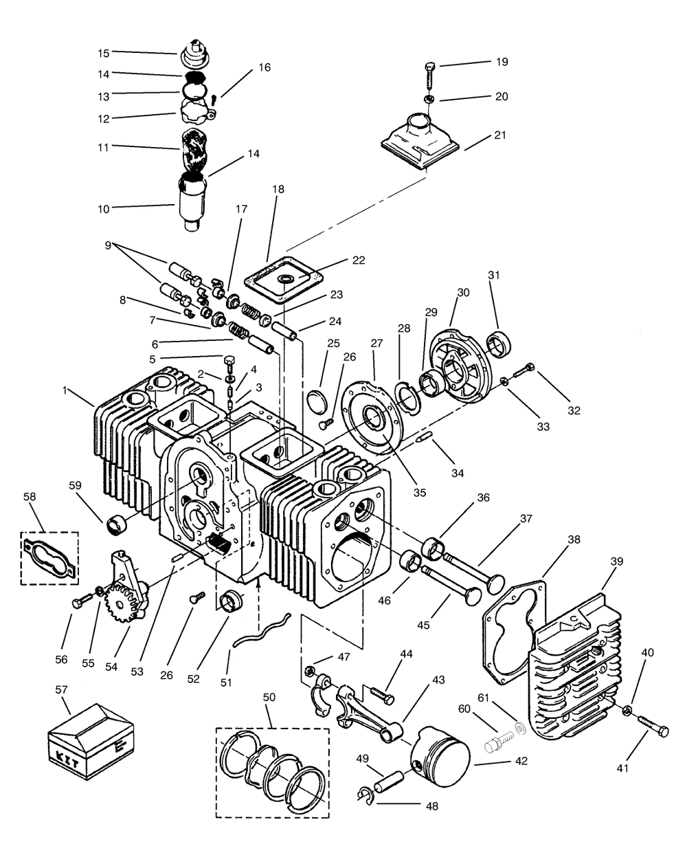 Engine Cylinder Block Diagram and Parts List for 73441 7900001 - 7999999 Toro Lawn Tractor